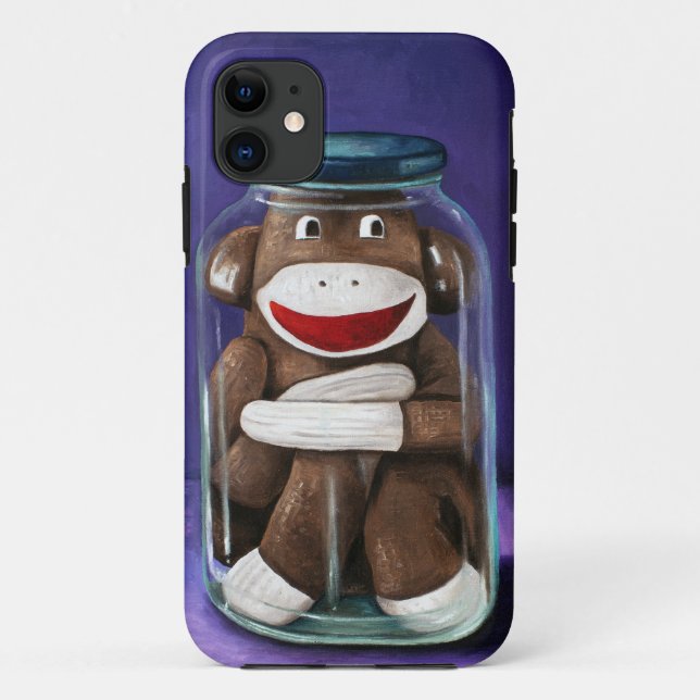 Capa Para iPhone 11 Preservando a infância com macaco da peúga (Verso)