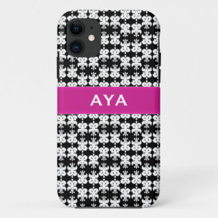 Capa Para iPhone 11 Preto branco e rosa