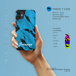 Capa Para iPhone 11 Preto Brushy e iPhone Azul 11 Caso | Personalizáve