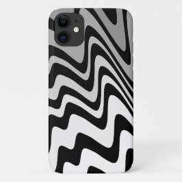 Capa Para iPhone 11 Preto, cinza e zigue-zague branco