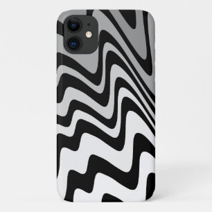 Capa Para iPhone 11 Preto, cinza e zigue-zague branco
