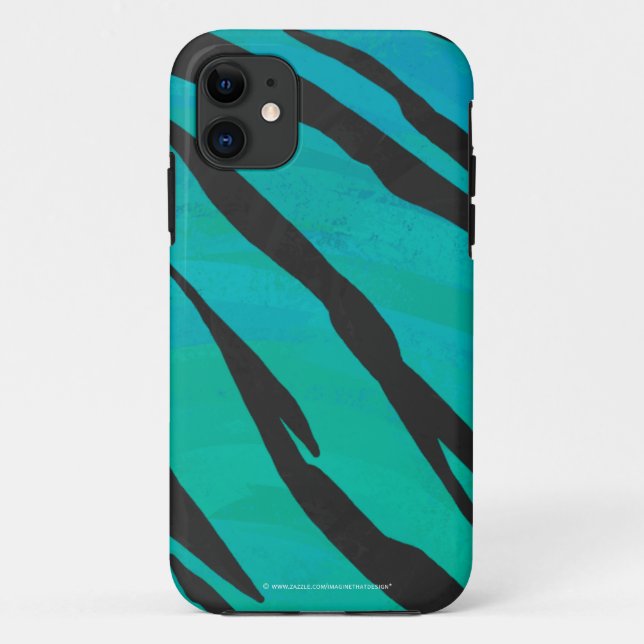 Capa Para iPhone 11 Preto do tigre e impressão da cerceta (Verso)