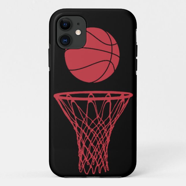 Capa Para iPhone 11 preto dos touros da silhueta do basquetebol do (Verso)