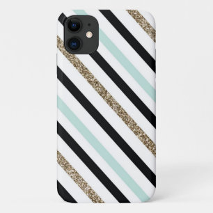 Capa Para iPhone 11 Preto, Dourado, Turquesa Riscado