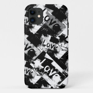 Capa Para iPhone 11 Preto e branco com padrão de amor de manchas