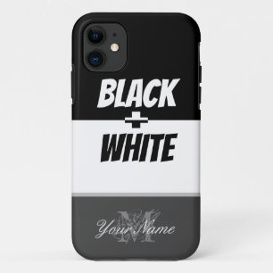 Capa Para iPhone 11 Preto e branco com um monograma elegante!