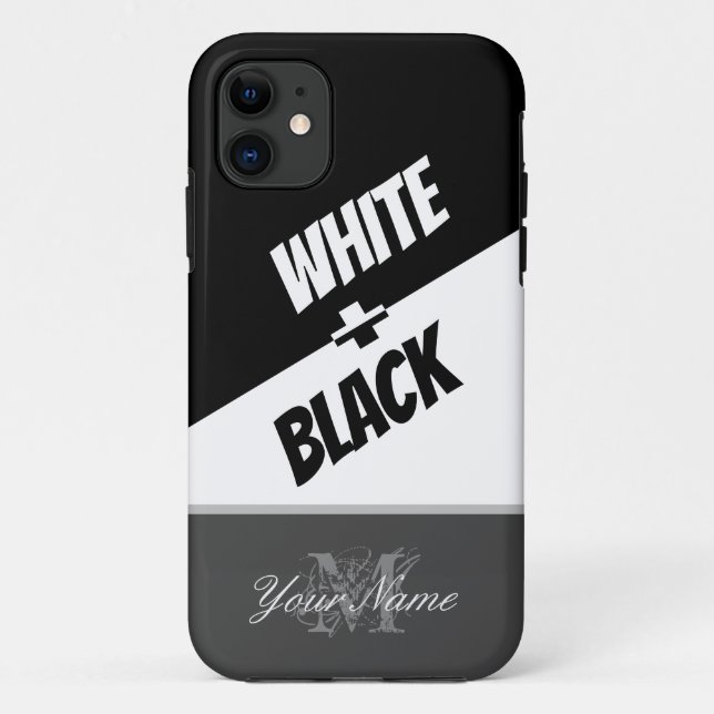Capa Para iPhone 11 Preto e branco com um monograma elegante! Case-Mat (Verso)