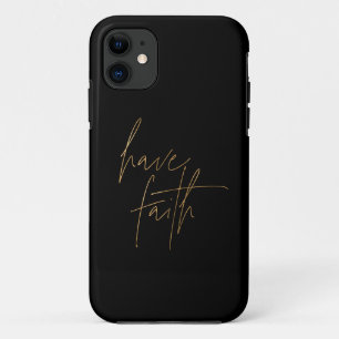 Capa Para iPhone 11 Preto e Dourado Faça uma citação de Fé
