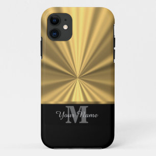 Capa Para iPhone 11 Preto e monograma metálico do ouro