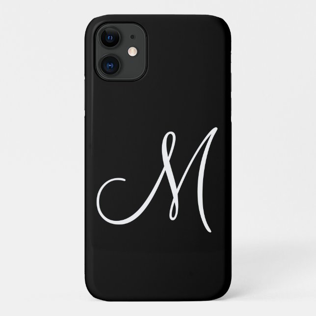 Capa Para iPhone 11 Preto inicial do script chic (Verso)