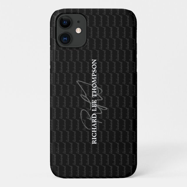 Capa Para iPhone 11 preto monograma moderno (Verso)