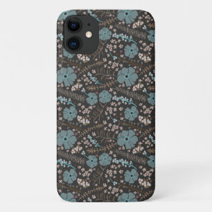 Capa Para iPhone 11 Primavera Escuro Misturar Flores Teais Cinzas Rosa