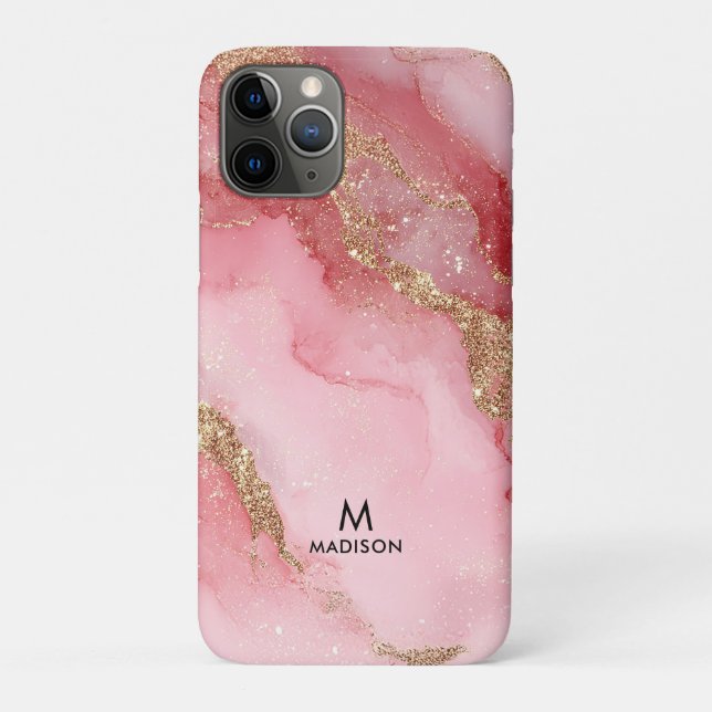 Capa Para iPhone 11 Pro A luxurious pink marble background (Verso)