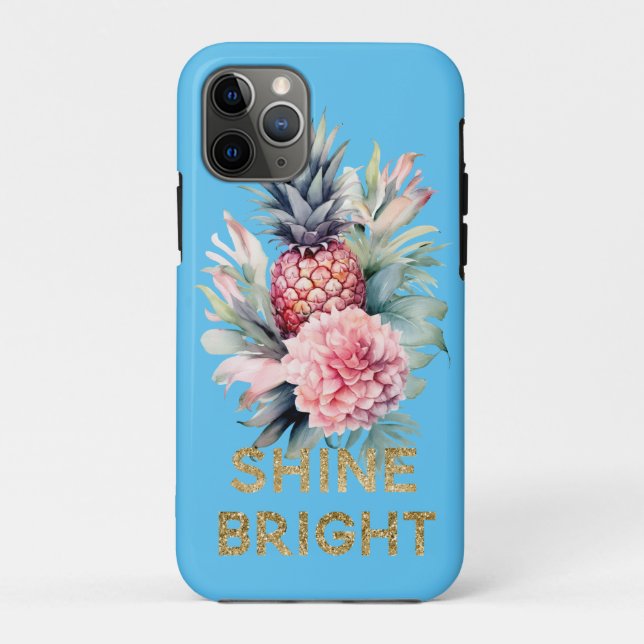 Capa Para iPhone 11 Pro Abacaxi-da-índia Dourada tropical (Verso)