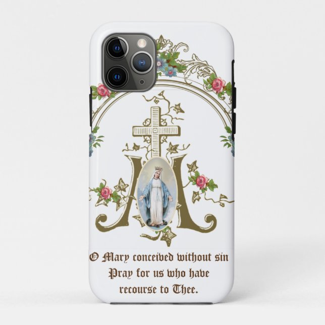 Capa Para iPhone 11 Pro Abençoada Virgem Mãe Imaculada Mary Religiosa (Verso)