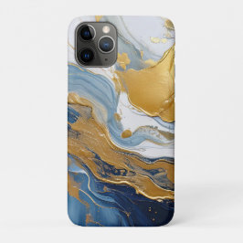 Capa Para iPhone 11 Pro Abertura em negrito de Dourado e Azul