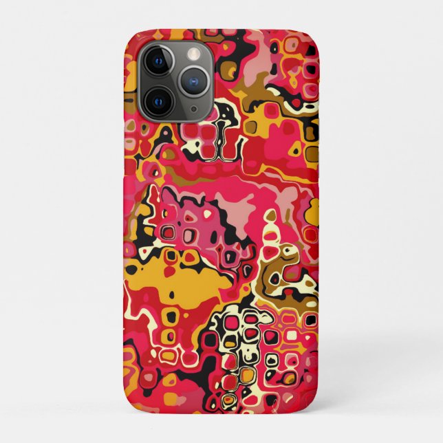 Capa Para iPhone 11 Pro Abstração Vermelha - Mosaico (Verso)