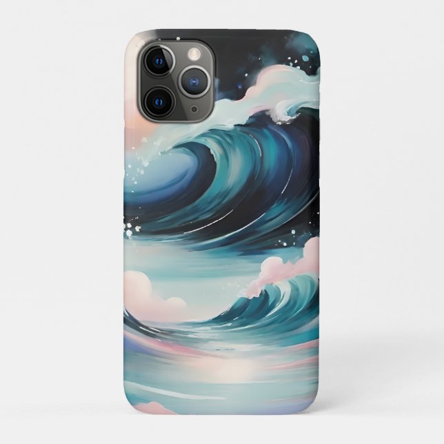 Capa Para iPhone 11 Pro Abstrato arte com ondas oceânicas (Verso)
