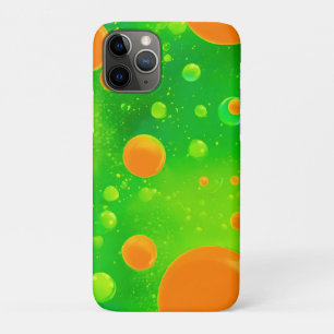 Capa Para iPhone 11 Pro Abstrato de Arte Laranja e Bolha Verde