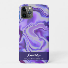 Capa Para iPhone 11 Pro Abstrato de mármore Elegante azul e roxo personali