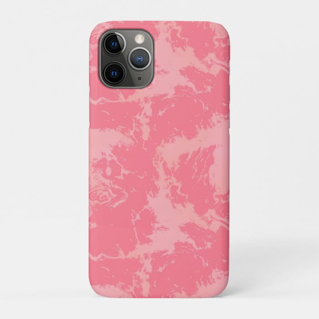 Capa Para iPhone 11 Pro Abstrato de Nuvem Marmoreada Rosa (Verso)