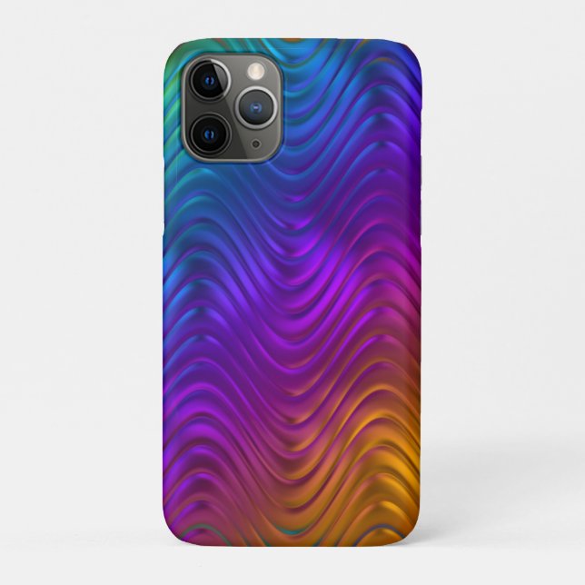 Capa Para iPhone 11 Pro Abstrato Digital Waves Acid Design Psicodélico (Verso)