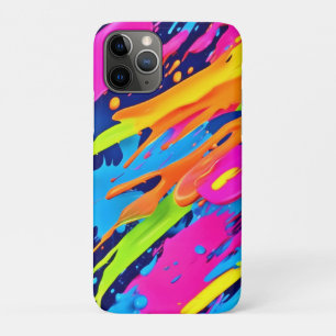 Capa Para iPhone 11 Pro Abstrato Neon Brushstrokes Splash Art