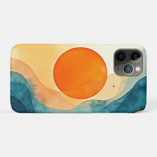 Capa Para iPhone 11 Pro Abstrato Sunset Waves Art (Verso (horizontal))