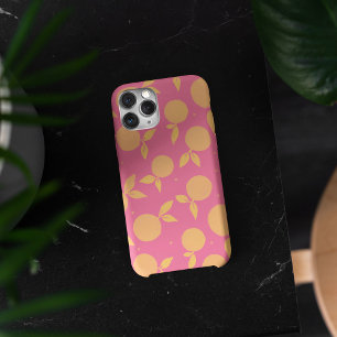 Capa Para iPhone 11 Pro Abstrato tangerina, padrão rosa e amarelo