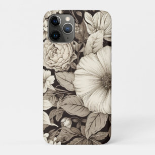 Capa Para iPhone 11 Pro Academia Sombria Floral Botânica Sépia