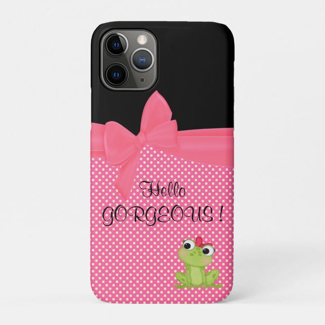 Capa Para iPhone 11 Pro Adorável Sapo Bonito em Bolinhas-Olá Lindíssima (Verso)