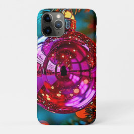 Capa Para iPhone 11 Pro Adorno de Natal Vibrante com Desenho de Brilho