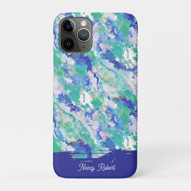 Capa Para iPhone 11 Pro Ágata Azul Personalizada Pedra Natural (Verso)