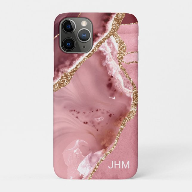 Capa Para iPhone 11 Pro Agate Dourado Rosa moderno (Verso)