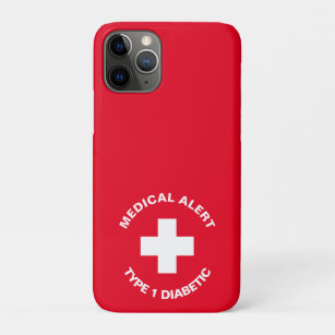 Capa Para iPhone 11 Pro Alerta Médico Personalizado Vermelho Diabético