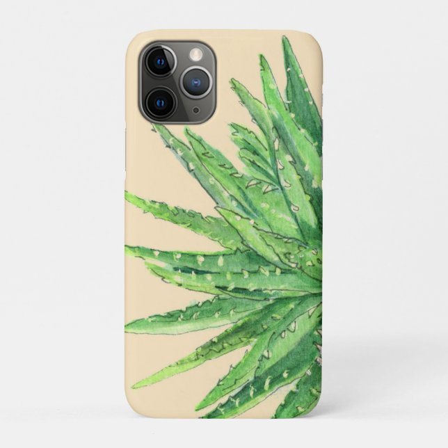 Capa Para iPhone 11 Pro Aloe design de aquarela em uma fonecase. (Verso)
