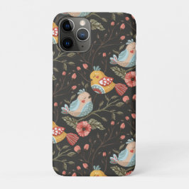 Capa Para iPhone 11 Pro Amar Boho Birds Padrão Floral
