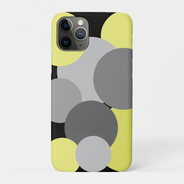 Capa Para iPhone 11 Pro Amarelo com Bolinhas de Cinza (Verso)