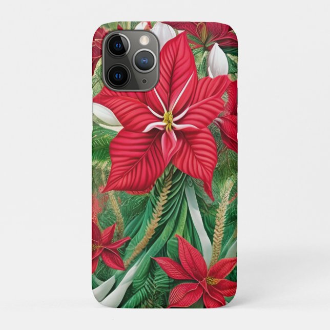 Capa Para iPhone 11 Pro Amaryllis Poinsettia Arte Híbrida AI (Verso)