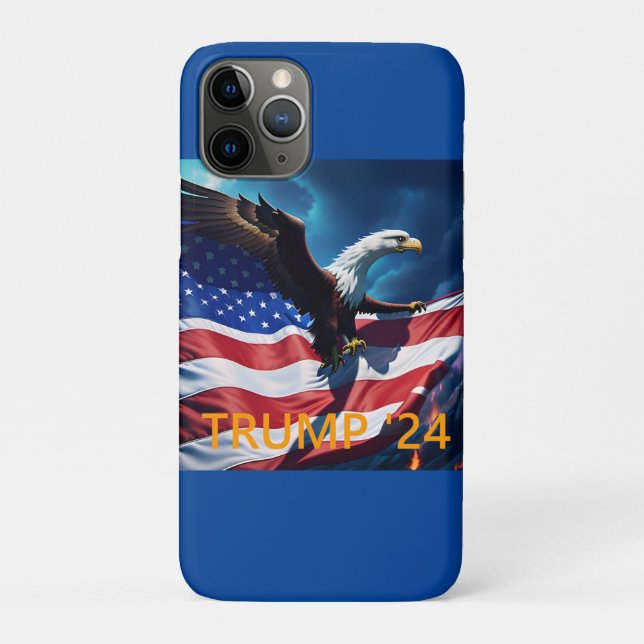 Capa Para iPhone 11 Pro American Flag American American Eagle TRUMP 2024 (Verso)