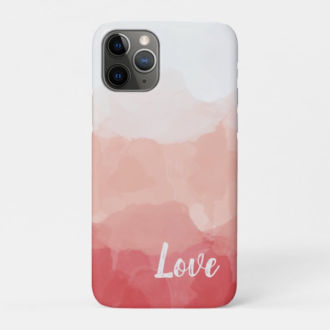 Capa Para iPhone 11 Pro Amor em Aquarela Rosa (Verso)