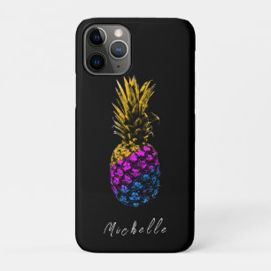 Capa Para iPhone 11 Pro Ananás preto moderno   Personalizado
