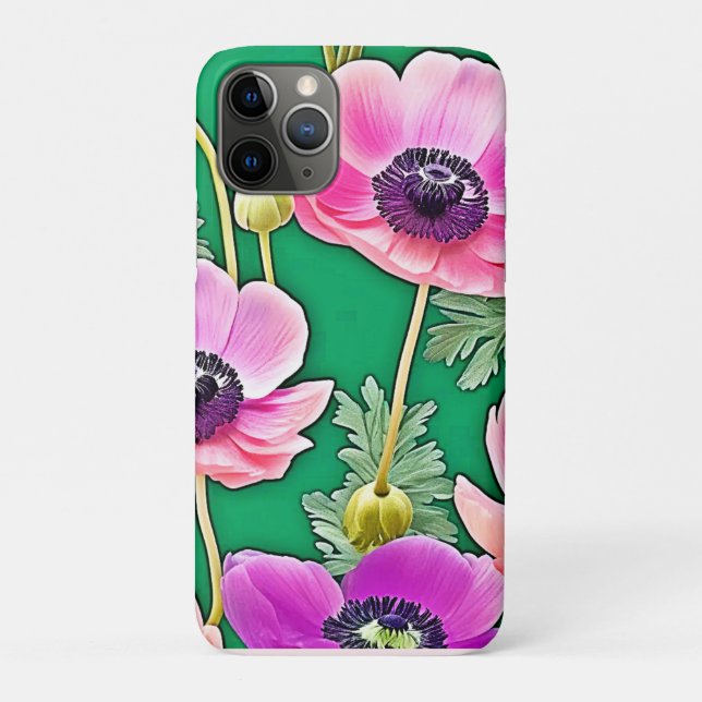 Capa Para iPhone 11 Pro Anêmonas roxas cor-de-rosa (Verso)