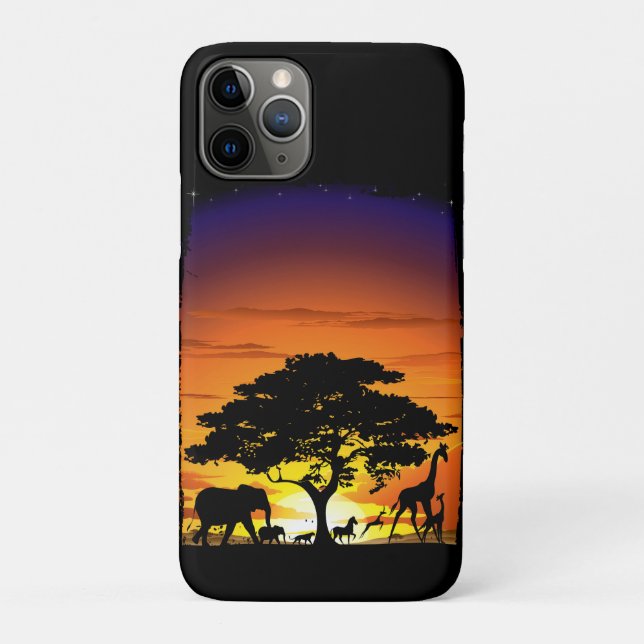 Capa Para iPhone 11 Pro Animais Selvagens no Sunset da savana africana (Verso)