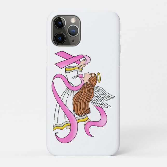 Capa Para iPhone 11 Pro Anjo da Faixa Rosa (Verso)