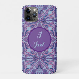 Capa Para iPhone 11 Pro Aquarela Azulejo Violet Espanhol Personalizado