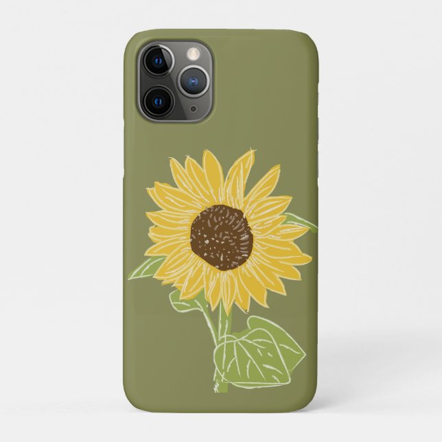 Capa Para iPhone 11 Pro Aquarela de girassol (Verso)