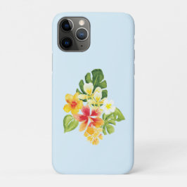 Capa Para iPhone 11 Pro Aquarela floral de ilha tropical