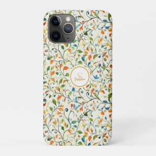 Capa Para iPhone 11 Pro Aquarela Jardim Europeu Verde Laranja