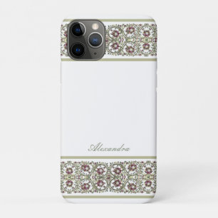 Capa Para iPhone 11 Pro Aquarela vintage Vinha floral rosa Mauve elegante